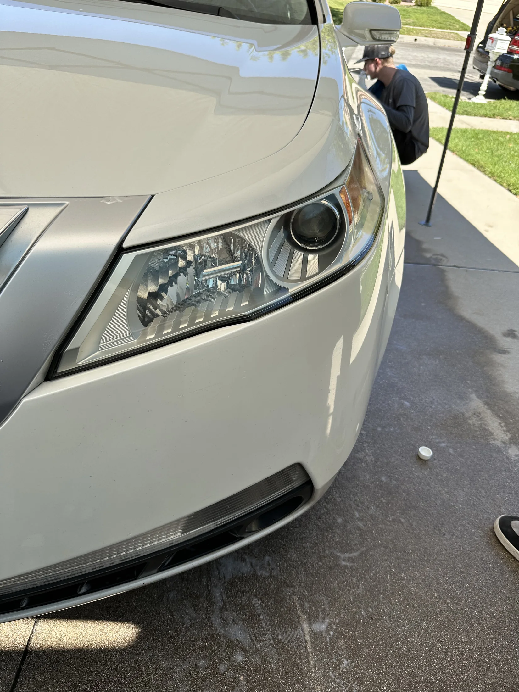 Clear headlight after restoration work